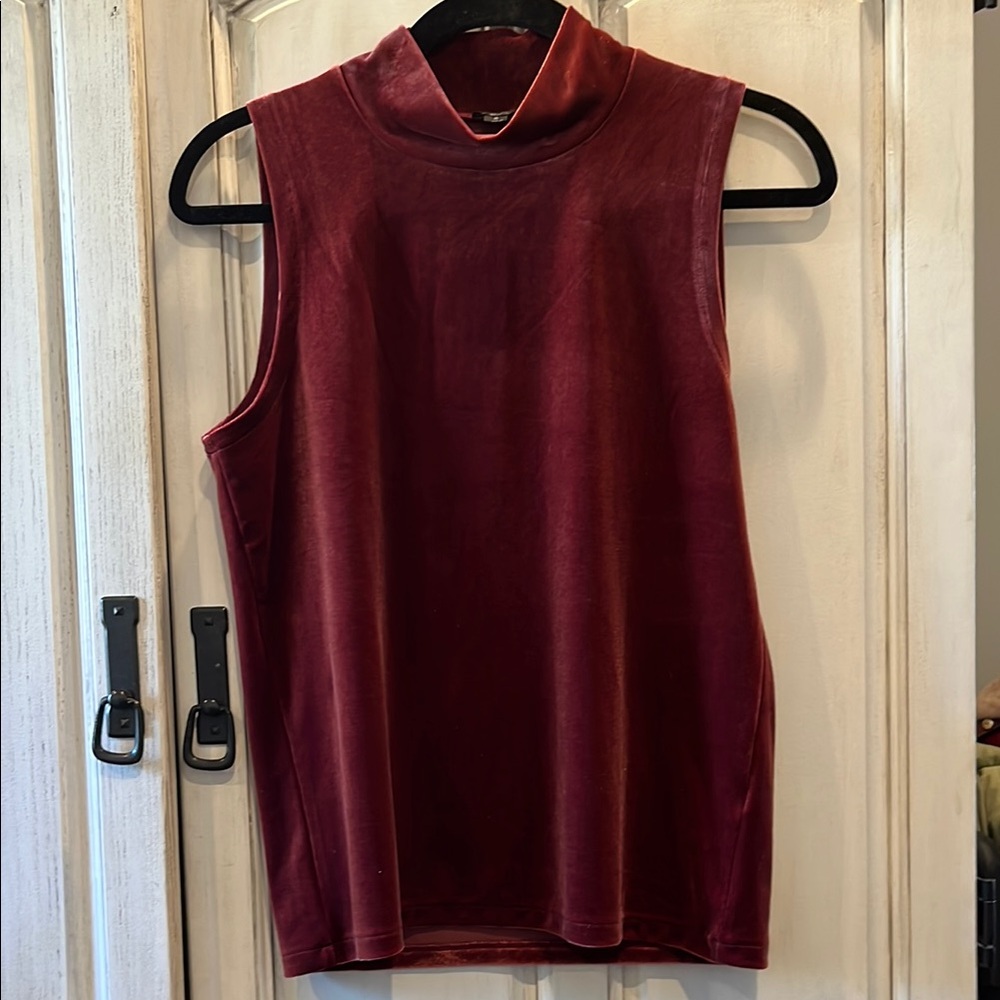 Velvet Sleeveless Top - Burgundy